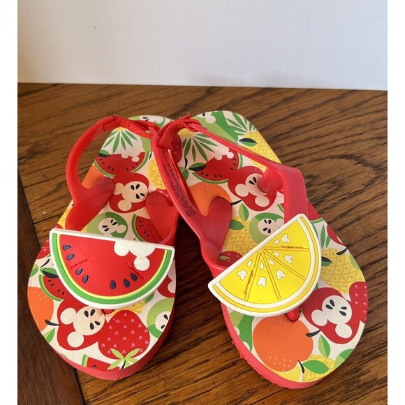 Disney Mickey Minnie Mouse Fruit Kids Flip Flops Sandals 7/8 - Picture 5 of 5